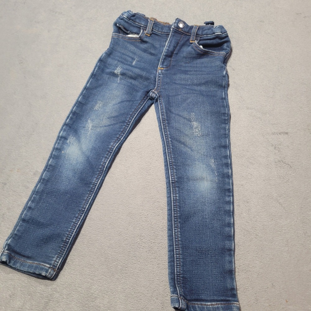 Appaman Jeans Unisex Kid 4 Blue Skinny Distressed Adjustable Waist Stretch Denim